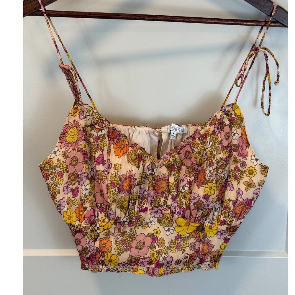 Patrons of Peace Joan Crop Top Cottagecore Boho Hippie 1970's Floral Size Medium